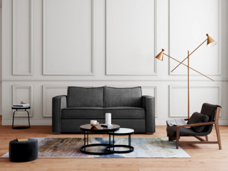 Vente-unique - Schlafsofa mit Matratze 4-Sitzer - Cord - Anthrazitgrau - Liegefläche 160 cm - Matratze 22 cm mit Memory Schaum - LORETO