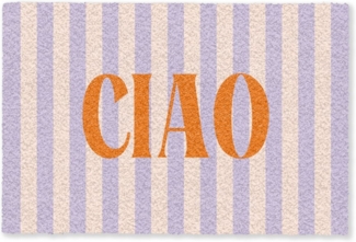 MuchoWow Fußmatte Ciao - Zitat - Pastell - Streifen, Rechteckig, innen Schmutzfangmatte, Tür, Schmutzfänger Flur, Teppich, 60x40 cm
