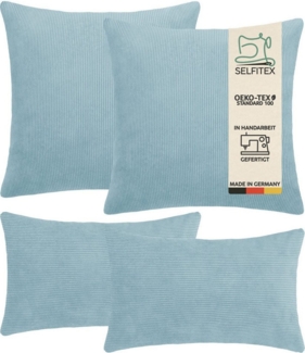 Selfitex Dekokissen 4er Set Cord Kissen inkl. Füllkissen, 2x 50x50 & 2x 30x50, robuster Bezug mit satten Farben, weiches Füllkissen