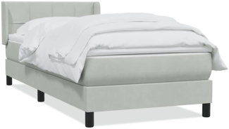 vidaXL Boxspringbett mit Matratze Hellgrau 90x210 cm Samt 3318099