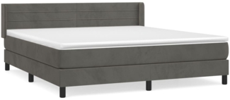 vidaXL Boxspringbett mit Matratze Dunkelgrau 180x200 cm Samt 3131034