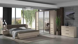 Schlafzimmer Set 2-teilig 180x200cm Eiche Bianco inkl. Beleuchtung