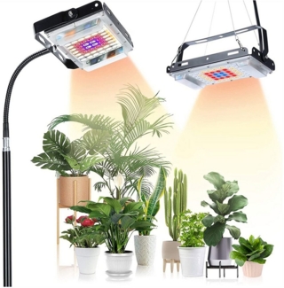 LMaxhome Pflanzenlampe LED Vollspektrum Dimmbar Pflanzenlicht mit Ständer für Zimmerpflanzen, Eine Lampe, 1/2/3 Köpfe, Auto Timer 3/6/12H, 6 Modi Helligkeit, Höhenverstellbar