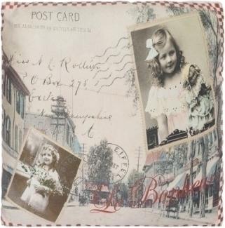 Kissen Bonheur Postcard Baumwolle&Polyester Bunt