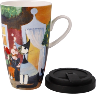 Goebel Künstlertasse mit Deckel Rosina Wachtmeister - Una bellissima giornata, Fine Bone China, Bunt, 0. 5 L, 66861241