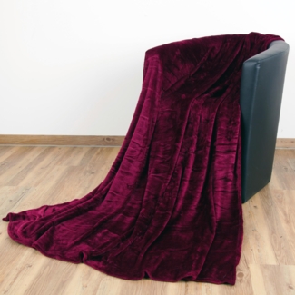 Kuscheldecke Wohndecke "Celina" - hochwertige Flauschige Decke, 60 x 80 cm - Aubergine
