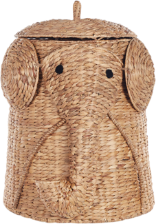 Aufbewahrungskorb mit Deckel Wasserhyazinthe naturfarben Elefantenform 68 cm DOGON