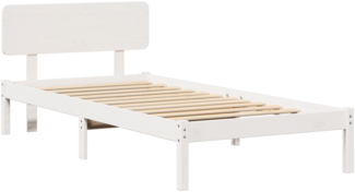 vidaXL Bettgestell mit Kopfteil Weiß 80x200 cm Massivholz Kiefer 872126