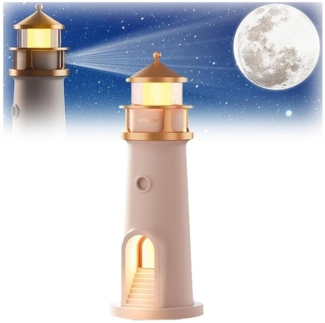 QUBEBU Tischleuchte LED Tischleuchte Tischlampe, Projektion Leuchtturm Lampe, Dimmbare, LED fest integriert, für Baby, Kinderzimmer, Camping, Geschenk, Die Steuerung ist per Bluetooth oder Fernbedienung möglich.