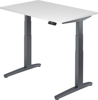 bümö elektrisch höhenverstellbarer Schreibtisch 120x80 cm mit Memory-Steuerung - Design Schreibtisch höhenverstellbar elektrisch, elektrischer Schreibtisch weiß, Gestell graphit, XBHM12-W-GG