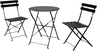 Grand patio Bistro Set 3 Stück Premium Stahl Klappbar Schwarz