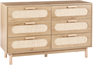 Kommode mit 6 Schubladen COSTELLO Hellbraun