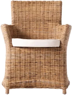 Esszimmerstuhl Bishop 2er-Set, Rattan mit Kissen