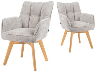 DUBI Möbel Polsterstuhl Mika-Theo 2er-Set, Federkern, Eiche geölt, 360° drehbar im 2er-Set