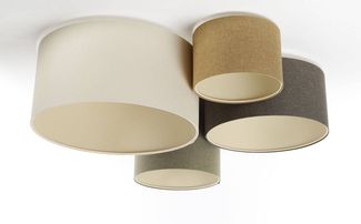 BPS Koncept 084-075 Deckenleuchte BOHO ELEGANT E27 4x40W Stoff strukturiert auf PVC-Kunststoff weiß, dunkelgrau, braun, grau H:34cm, Ø40cm/50cm/30cm/25cm dimmbar