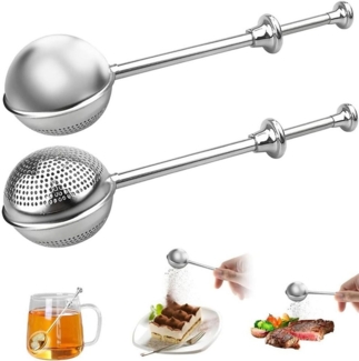 Auledio Teesieb Teezange 2 Stück Teesieb für Losen Tee, Teaballs mit Teleskopgriff, Edelstahl, Teeei 304 Edelstahl, Tea Infuser, Edelstahl-Mehlsieb-Staubwedel