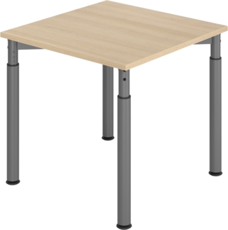 bümö höhenverstellbarer Schreibtisch 80x80 cm in Eiche, Gestell graphit - PC Tisch höhenverstellbar & klein, höhenverstellbarer Tisch Büro, kleiner Computertisch verstellbar, Y-Serie, YS-08-E-G