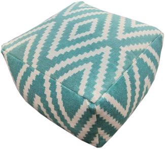 Soma Pouf Sitzpuff Strick Velours Sitzhocker Strickhocker Sitzpouf Bodenkissen (BxHxL) 55 x 37 x 55 55x55 mint Kelim Hocker