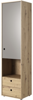 Stauraumschrank Kuki Kleiderschrank 50x40x193cm bernstein eiche platingrau