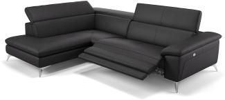 Sofanella Ledercouch STELLA Ledersofa Ecksofa Wohnlandschaft in Schwarz