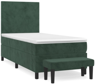 vidaXL Boxspringbett mit Matratze Dunkelgrün 90x200 cm Samt 3137704
