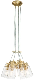 Kichler KL-BRINLEY6-BB Hängeleuchte Brinley E27 60W Stahl, klares Glas; Messing gebürstet B:30. 5cm Ø30. 5cm dimmbar höhenverstellbar