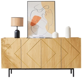 Ulife Kommode Vielseitige Sideboard Wohnzimmer, Buffet Schrank mit 4 Türen (1 St), Naturholz, H 78 cm / B 160 cm / T 40 cm