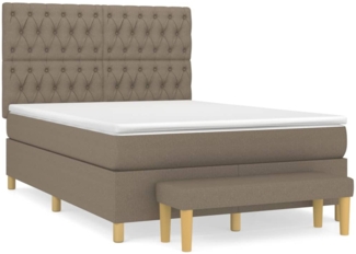 vidaXL Boxspringbett mit Matratze Taupe 140x190 cm Stoff 3137393