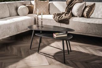 KAWOLA Couchtisch SERIDO Set 2-tlg. Keramik schwarz 40 x 50 x 100 cm