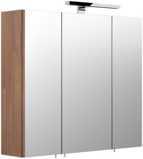 Spiegelschrank 70cm Walnuss Nb. TALONA-02 mit LED-Beleuchtung, B/H/T.: 70/62-67/17 cm