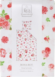Trautesheim Bettwäsche-Set ROSA ROT Rosen-Bettwäsche in 135 x 200 cm und 80 x 80 cm