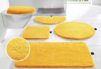 Bruno Banani Badematte Lana, Badvorleger, Badezimmer Teppich, Höhe 25 mm, rutschhemmend beschichtet, fußbodenheizungsgeeignet, schnell trocknend, strapazierfähig, Polyacryl, rechteckig, 3-tlg. Stand-WC Set, Badteppich, Badematten, unifarben, auch als 3...