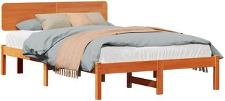 vidaXL Bettrahmen Wachsbraun 140 x 190 cm Massives Kiefernholz 872112