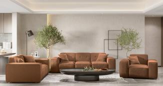 Sofaset Designersofa CESINA 3-2-1 in Stoff Ascot Bukla Rostbraun