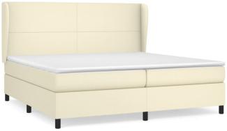 vidaXL Boxspringbett mit Matratze Creme 200x200 cm Kunstleder, Härtegrad: H2 [3128933]