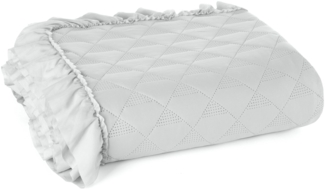 Tagesdecke Decke mit Rüschen Romantische Decke VANESA silber 220x240 cm silber