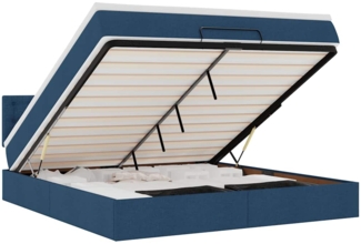 vidaXL Ottomane Bett mit Matratze & LEDs Blau 180x200 cm Stoff 3312498