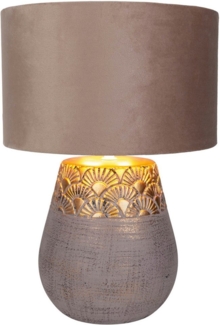 näve Tischleuchte Bronco, ohne Leuchtmittel, Keramikfuß mit goldenem Prägemuster, Textilschirm, 1x E27