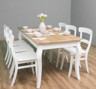 Landhausstil Essgruppe weiß - 6 Personen Set