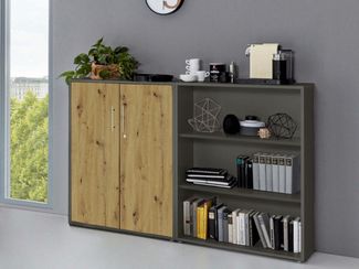 BMG Möbel Aktenschrank Office Edition Schrankwand 1 niedrig abschließbar, in verschiedenen Farben