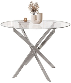 Lookway Esstisch CRISTAL 100 cm Runder Esstisch mit Glasplatte, Durchmesser Ø 100 cm