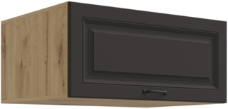 Aufsatzschrank Hochschrank 80 cm STILO Grau + Eiche Artisan Küchenzeile Küchenblock Küche Landhaus