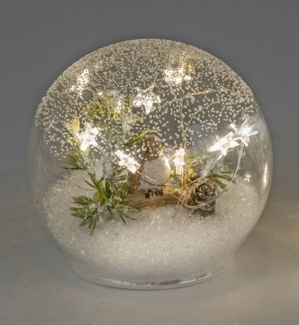 formano Weihnachtskugel LED Dekoration Glaskugel 12cm mit Winterdeko LED-Sternen – Timerfunktion & Batteriebetrieben – stimmungsvolle Winterdeko aus Glas für Tisch, Fenster