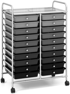 Rollwagen mit 20 Stapelbaren Schubladen & Metallgestell Rollcontainer Badrollwagen Gemischt Schwarz