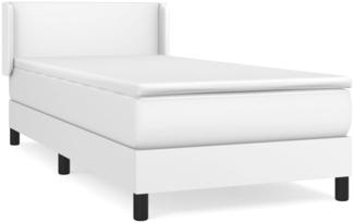 vidaXL Boxspringbett mit Matratze Weiß 90x200 cm Kunstleder, Härtegrad: H2 [3130638]