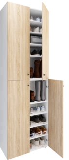 VCM Schuhschrank Lona 919222 Weiß / Sonoma-Eiche H. 220 x B. 70 x T. 40cm