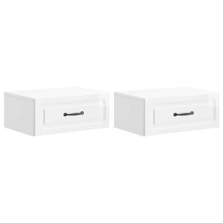 vidaXL Wandmontierter Nachttisch 2 pcs Hochglanz Weiß Holzwerkstoff 899304