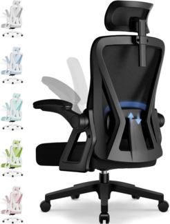 Ergonomischer Bürostuhl mit Wippfunktion, Kopfstütze, Armlehnen - belastbar