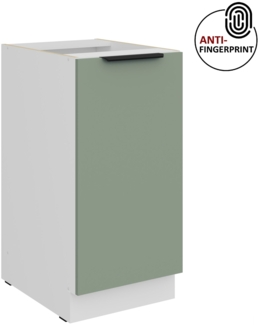 Küchen Unterschrank 40 cm Küche ARIA Aquamarin ultra matt + Weiss matt, hochwertige Fronten mit Anti Fingerprint Beschichtung Küchenzeile Küchenblock