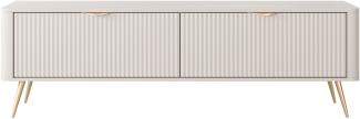 TV Schrank Literpo 163, geriffelte Fronten, Metallfüße, Aluminiumgriffe (Farbe: Beige)